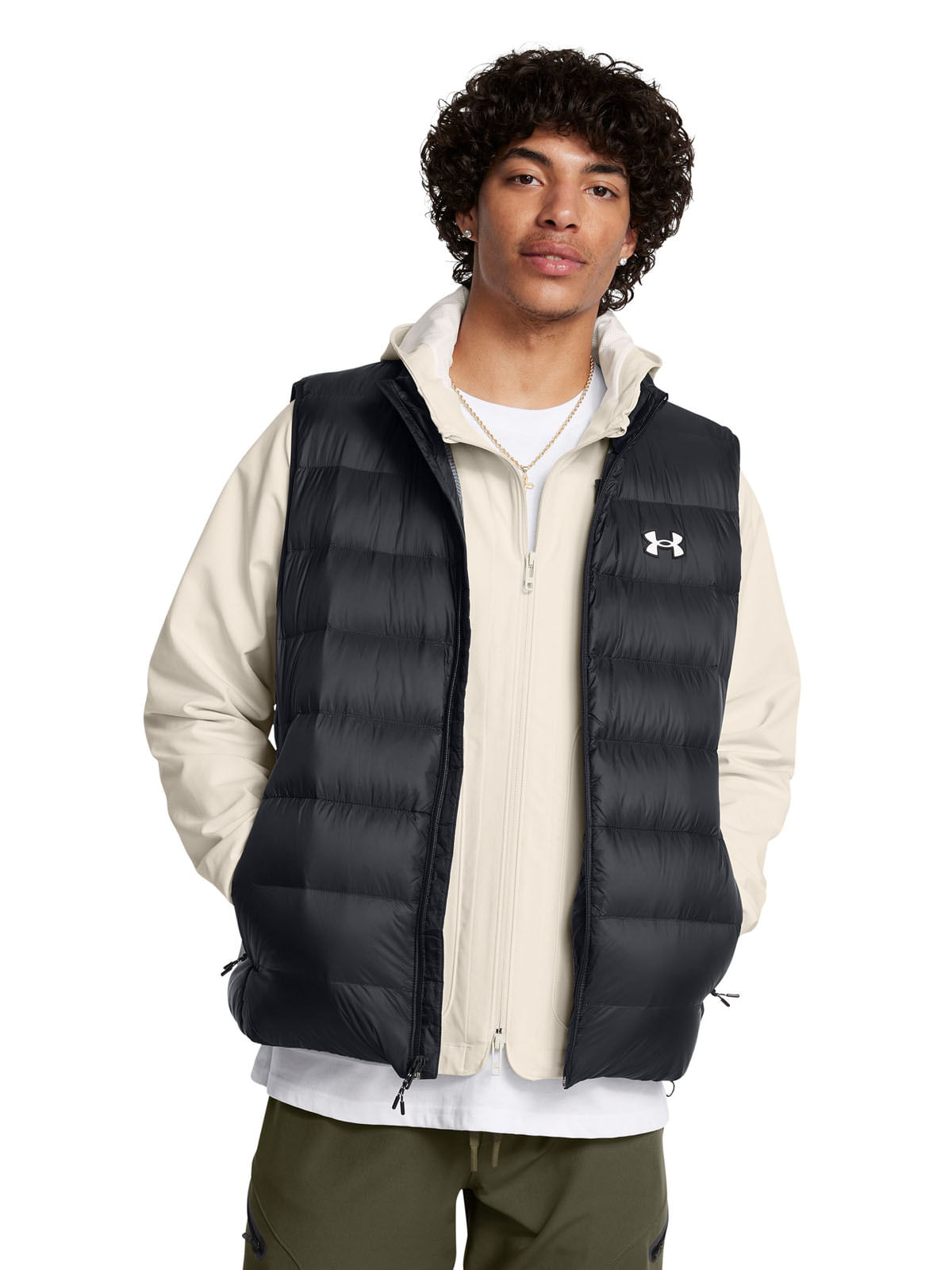 Parka sin mangas UA legend down negro para hombre