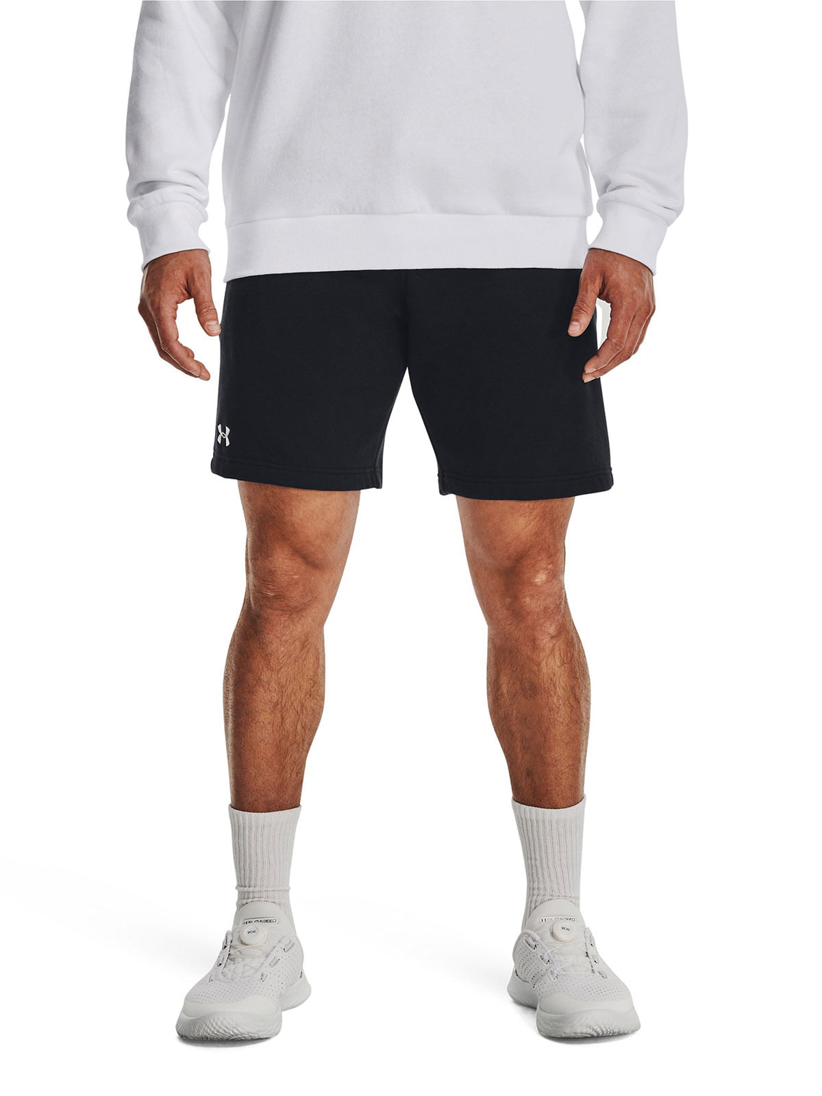 Shorts UA Rival fleece negro para hombre