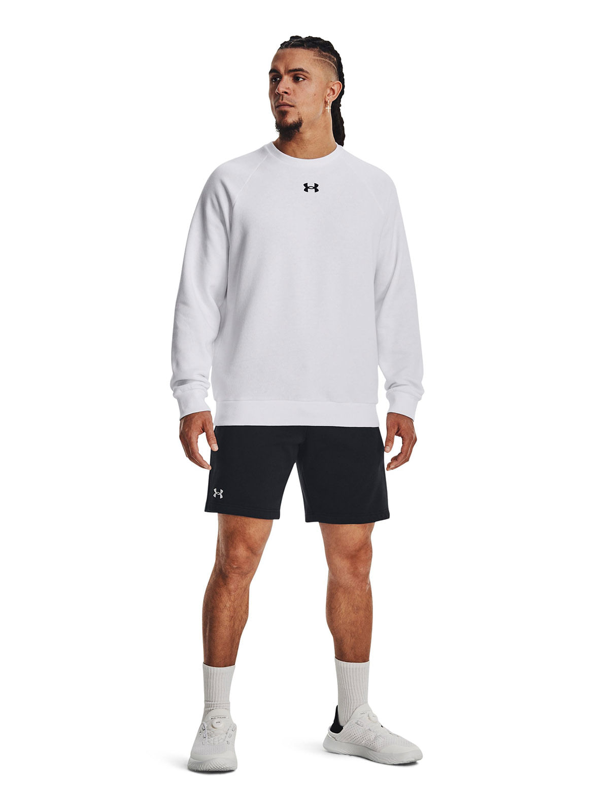 Shorts UA Rival fleece negro para hombre