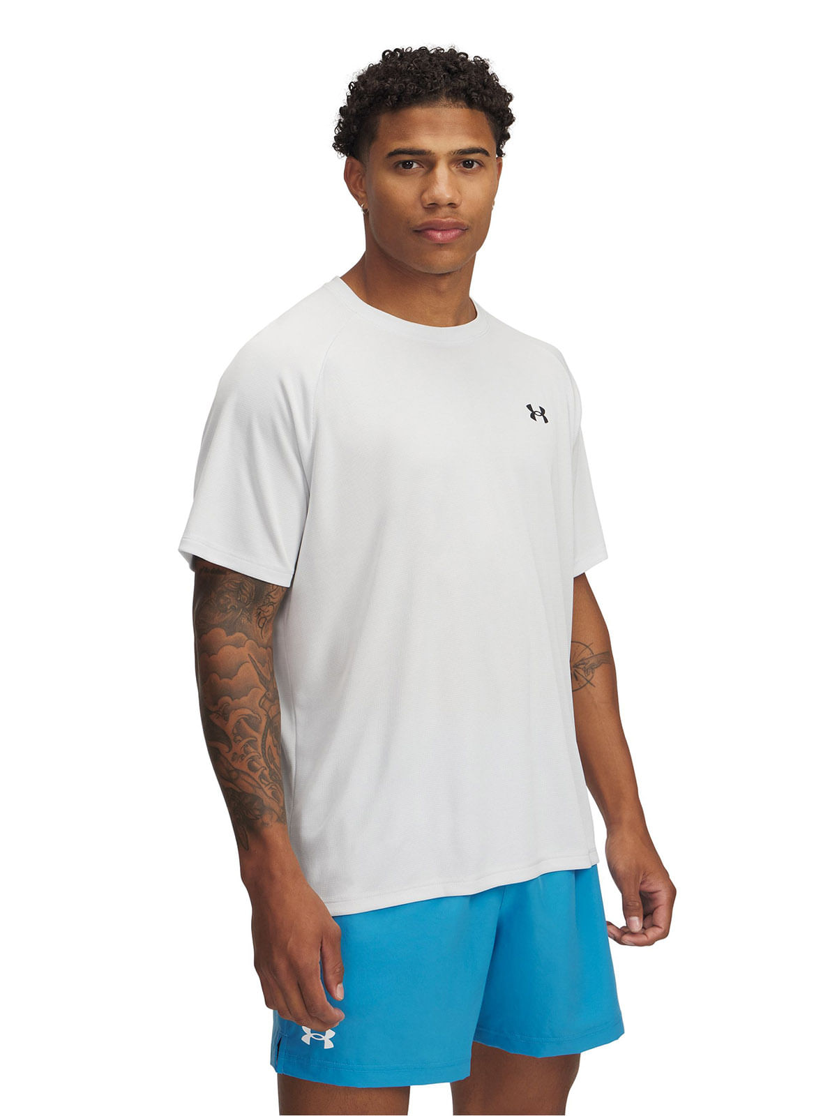 Polera manga corta UA tech gris para hombre