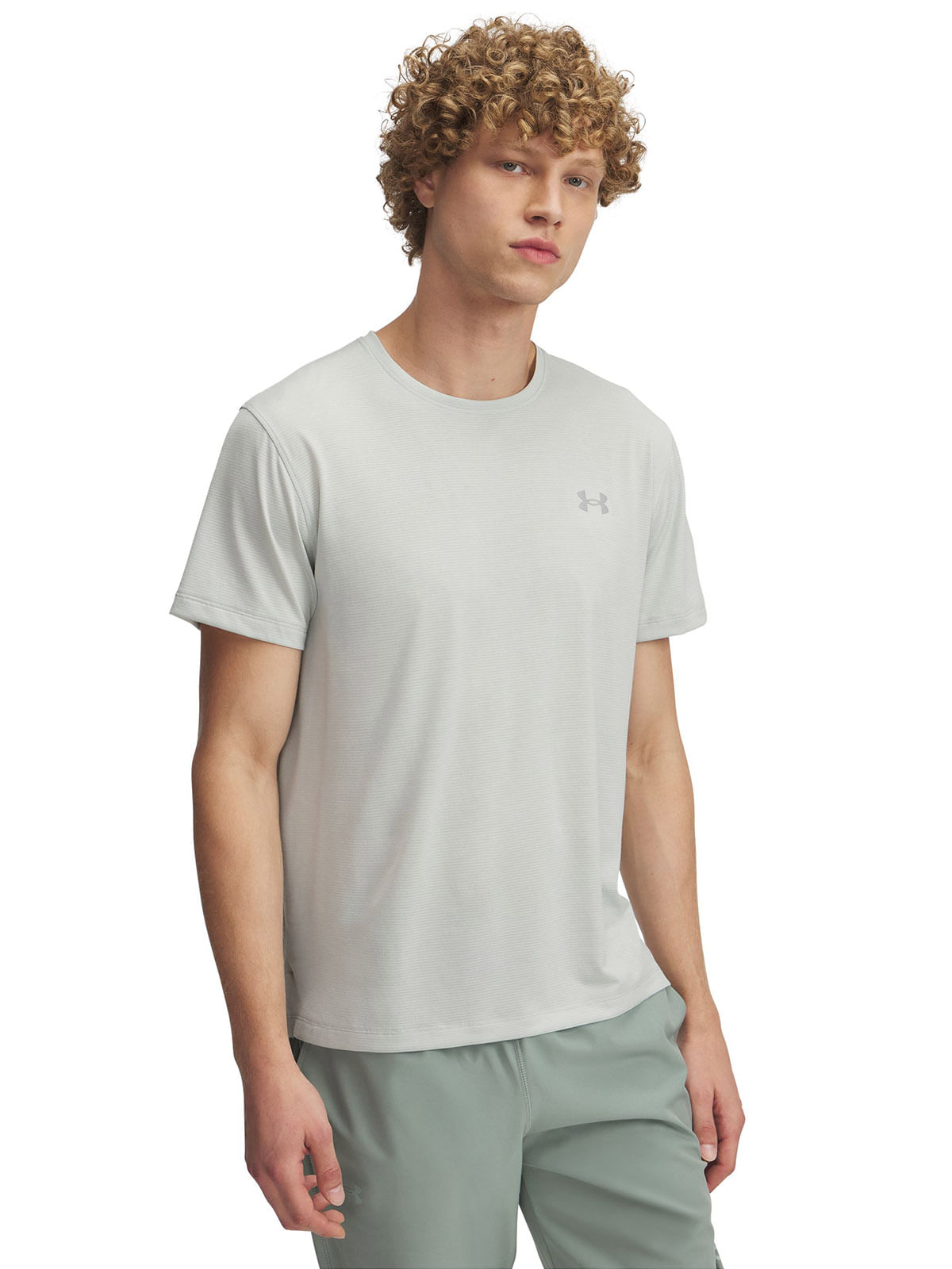 Polera manga corta UA launch verde para hombre