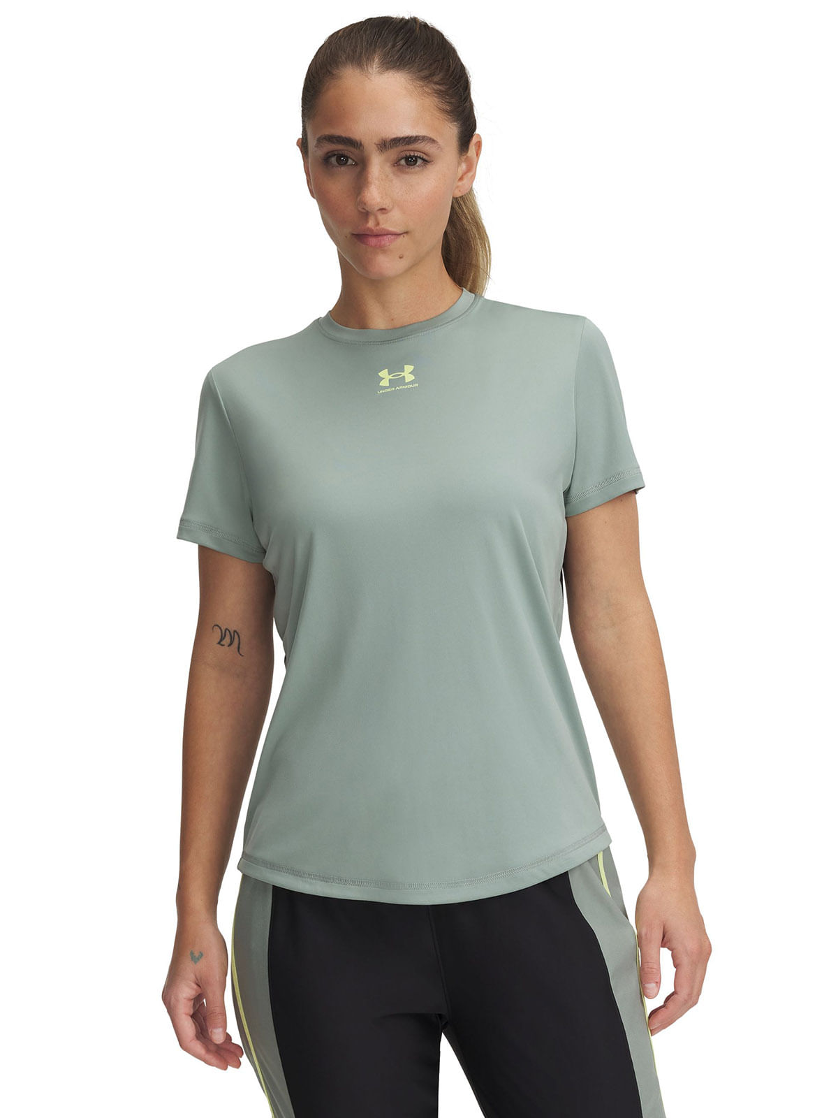 Polera manga corta UA challenger pro verde para mujer