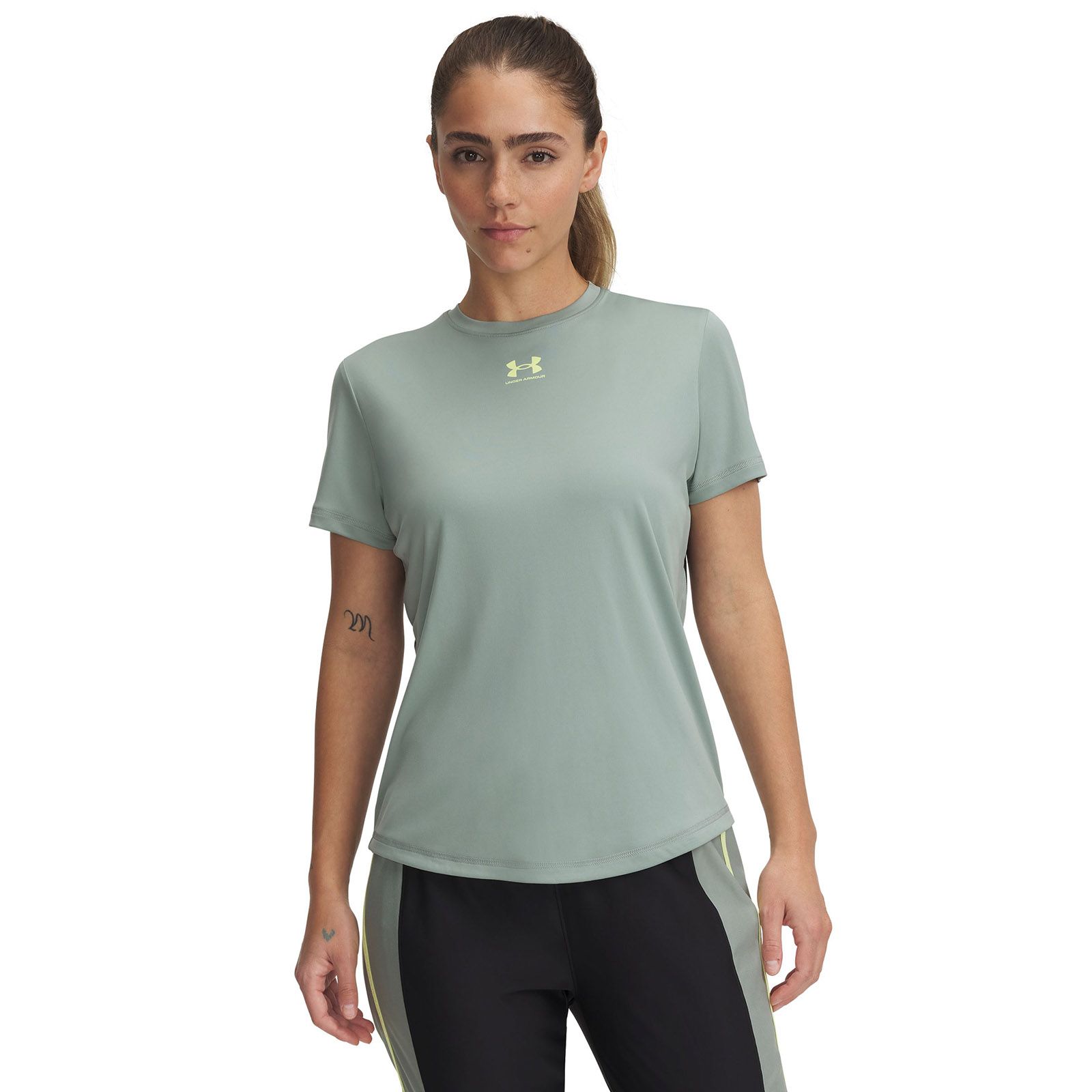 Polera manga corta Under Armour challenger pro verde para mujer