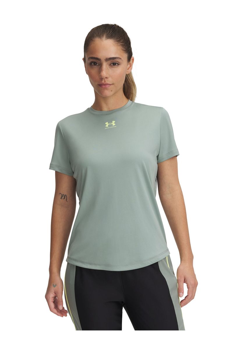Polera-manga-corta-UA-challenger-pro-verde-para-mujer