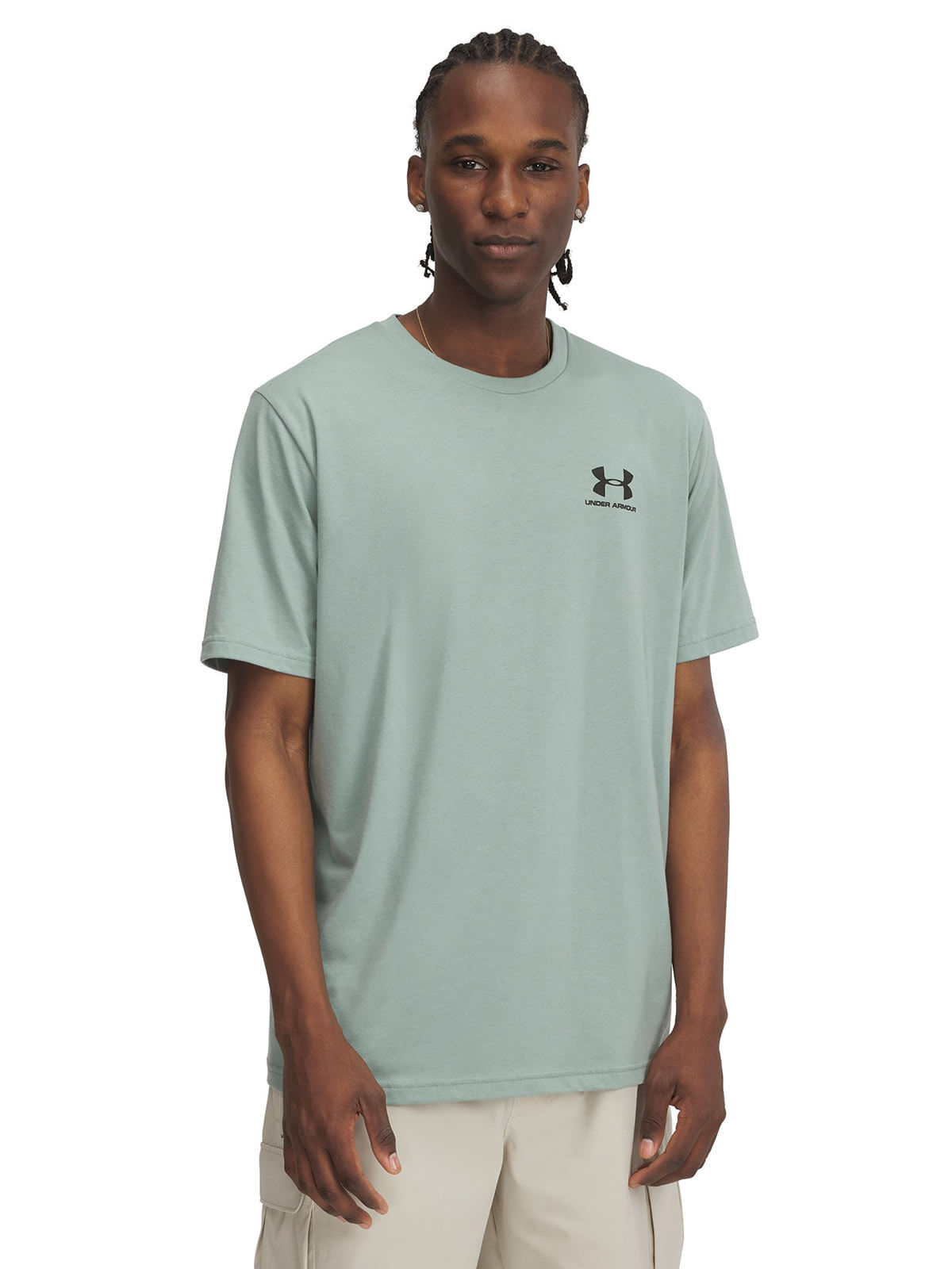 Polera manga corta UA Leftchest verde para hombre