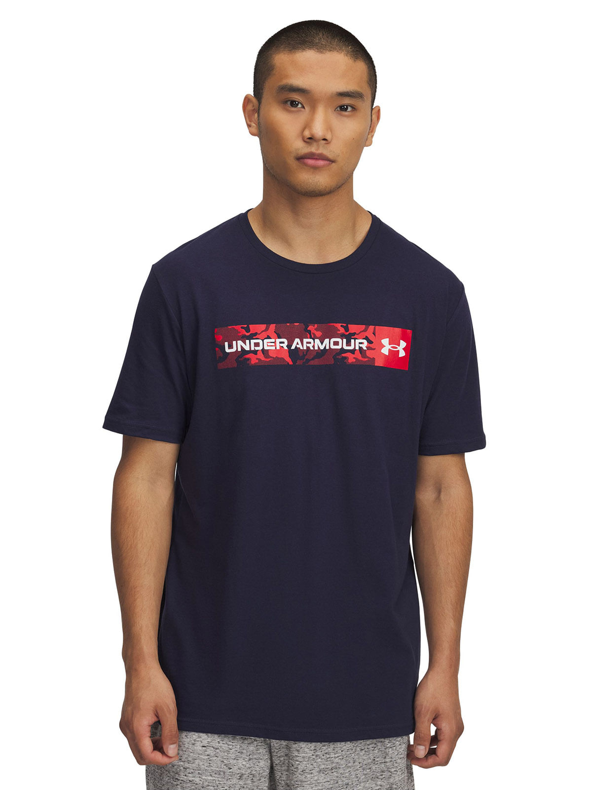 Polera manga corta UA Camo chest azul marino para hombre