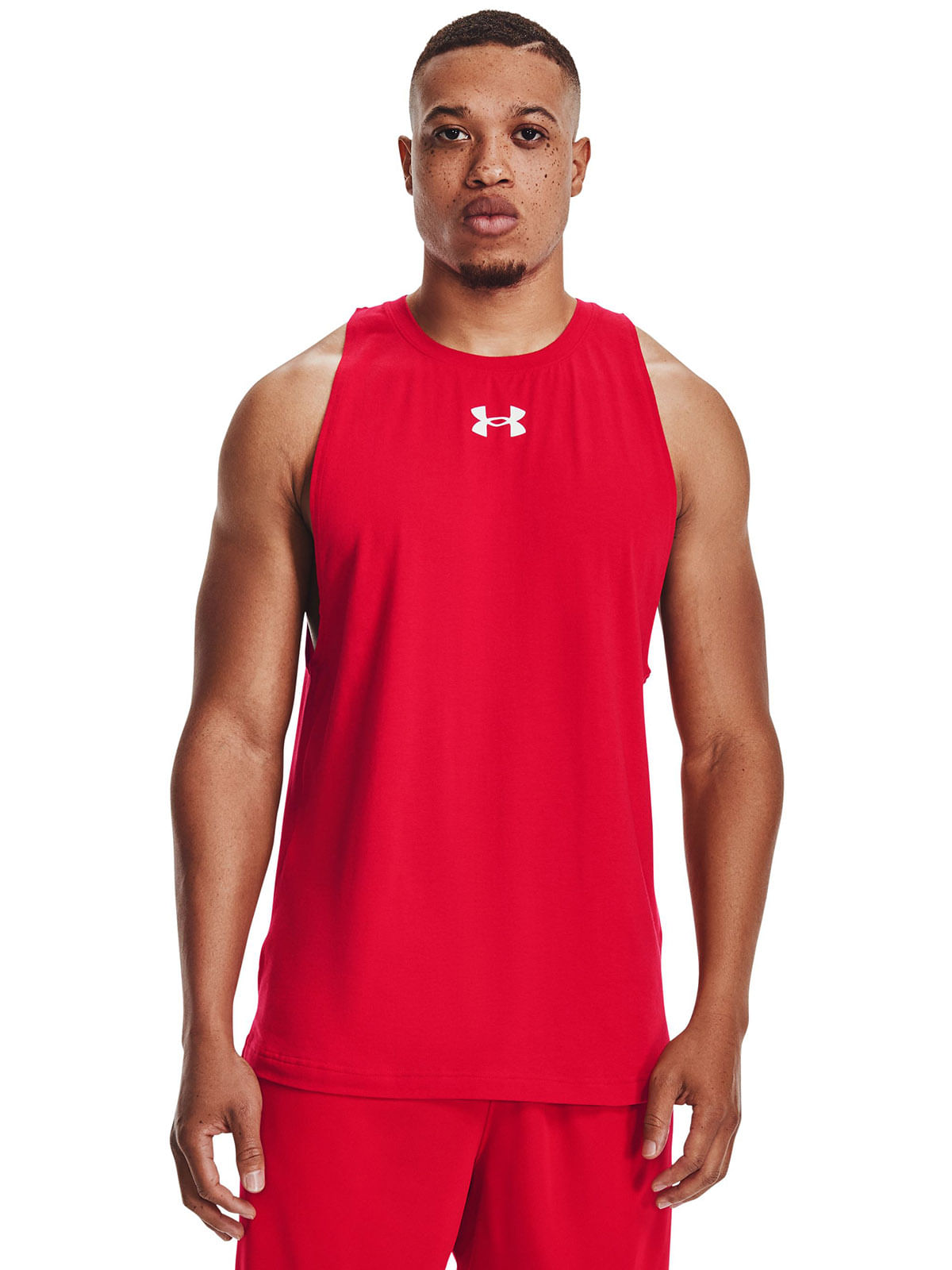 Polera sin mangas UA zone rojo para hombre