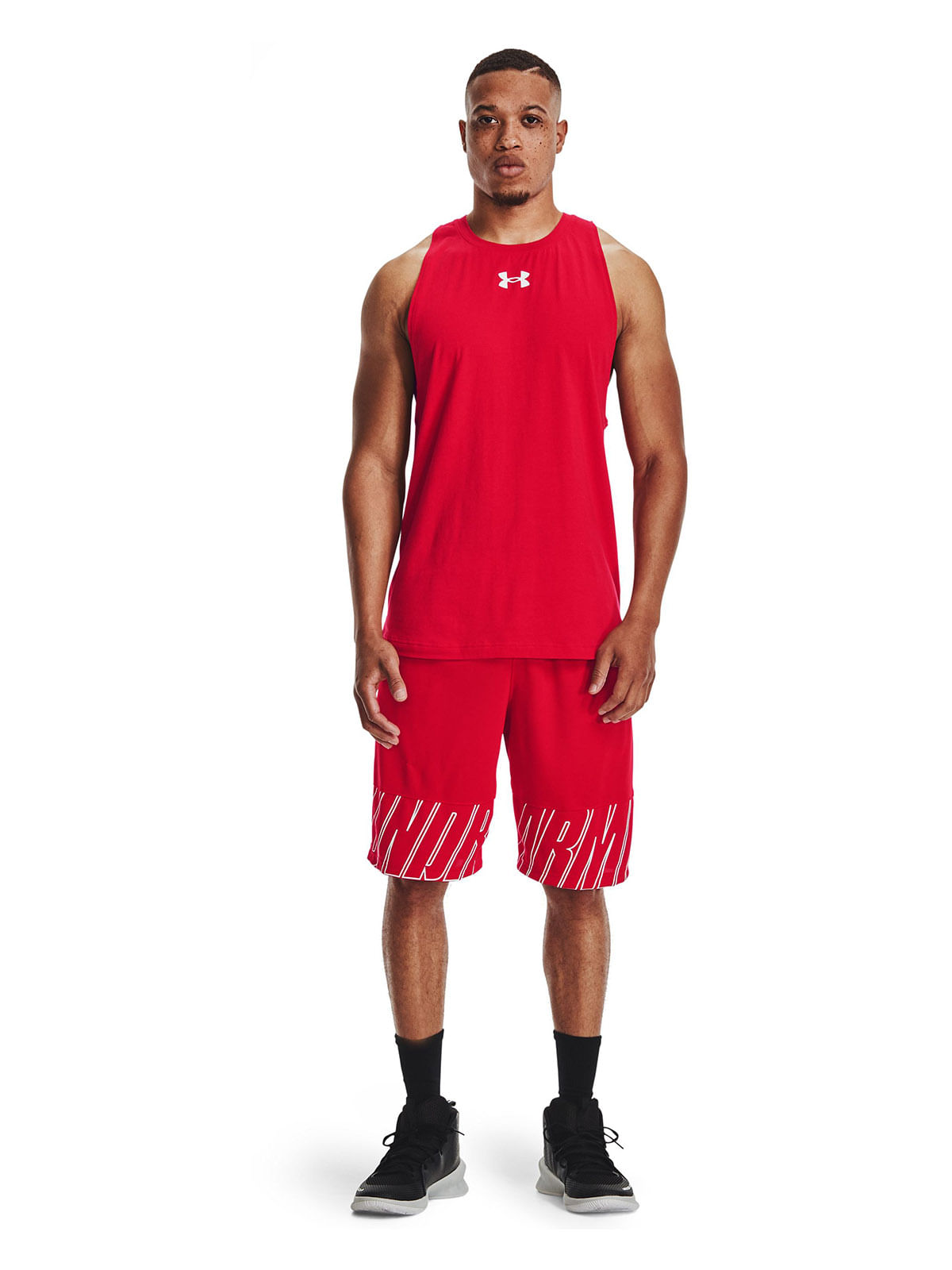 Polera sin mangas UA zone rojo para hombre