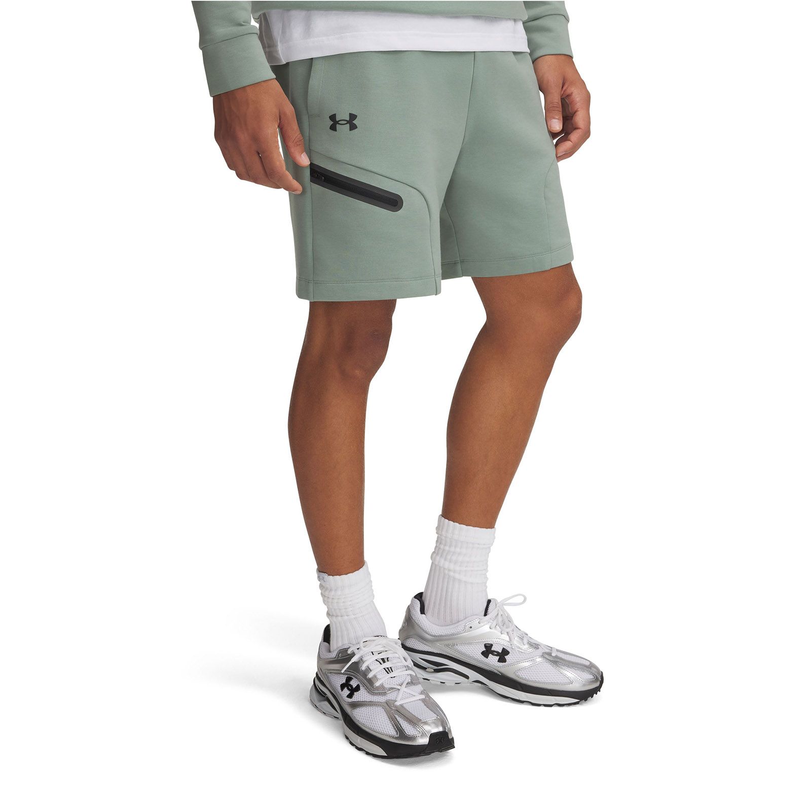 Shorts Under Armour Unstoppable Fleece verde para hombre