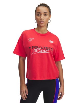 Polera manga corta UA Project Rock Crop rojo para mujer