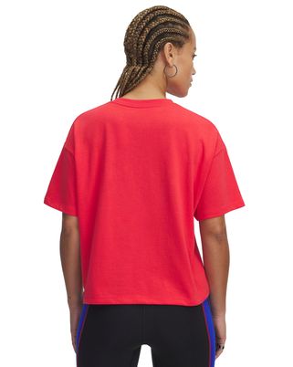 Polera manga corta UA Project Rock Crop rojo para mujer
