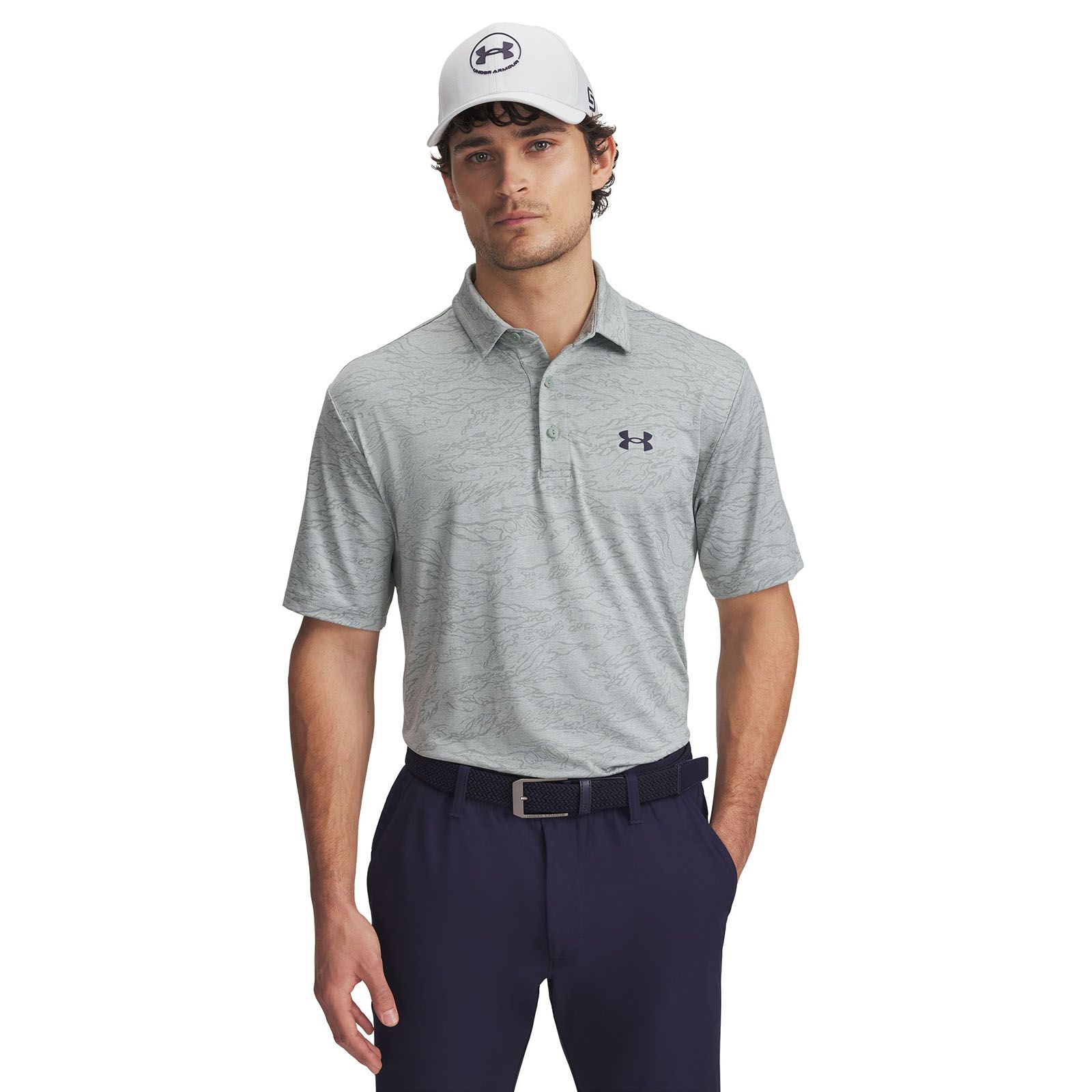 Polera manga corta UA Playoff Jacquard verde para hombre