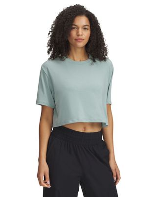 Polera manga corta UA Meridian Boxy verde para mujer