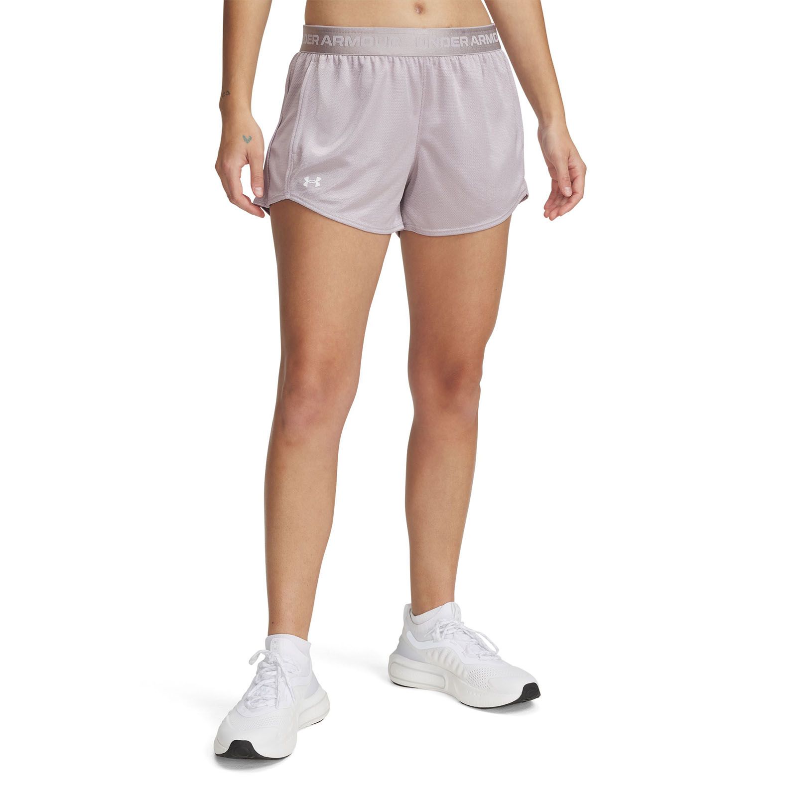 Shorts UA Tech Play Up Shine gris para mujer
