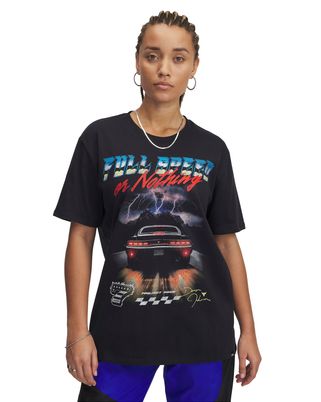 Polera manga corta UA Project Rock negro para mujer