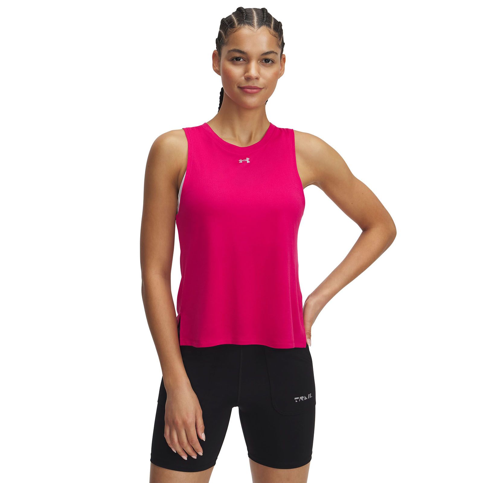 Polera sin mangas UA Trail Run morado para mujer