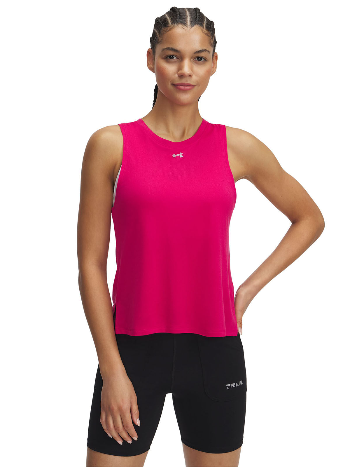 Polera sin mangas UA Trail Run morado para mujer