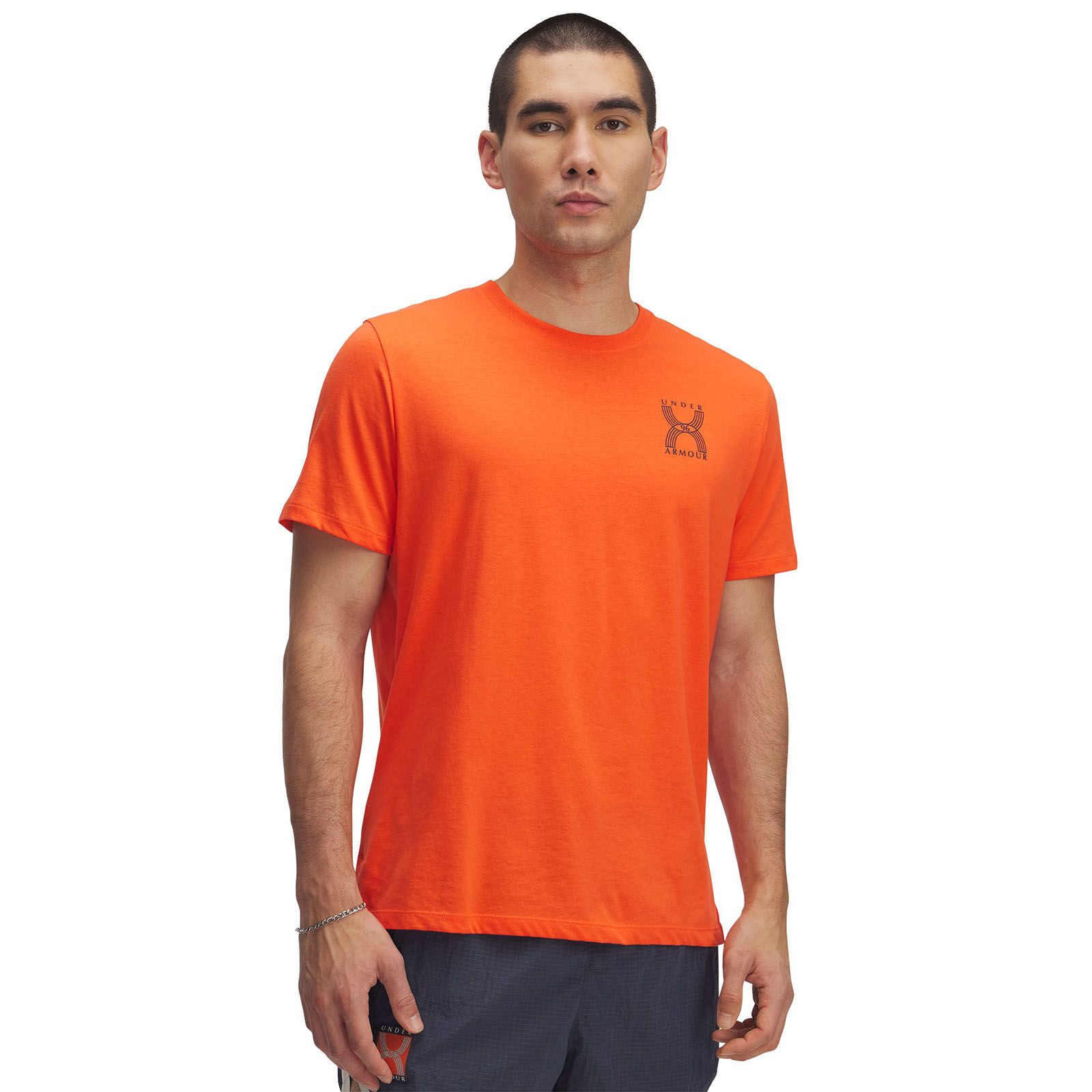 Polera manga corta UA Run 96 naranjo para hombre