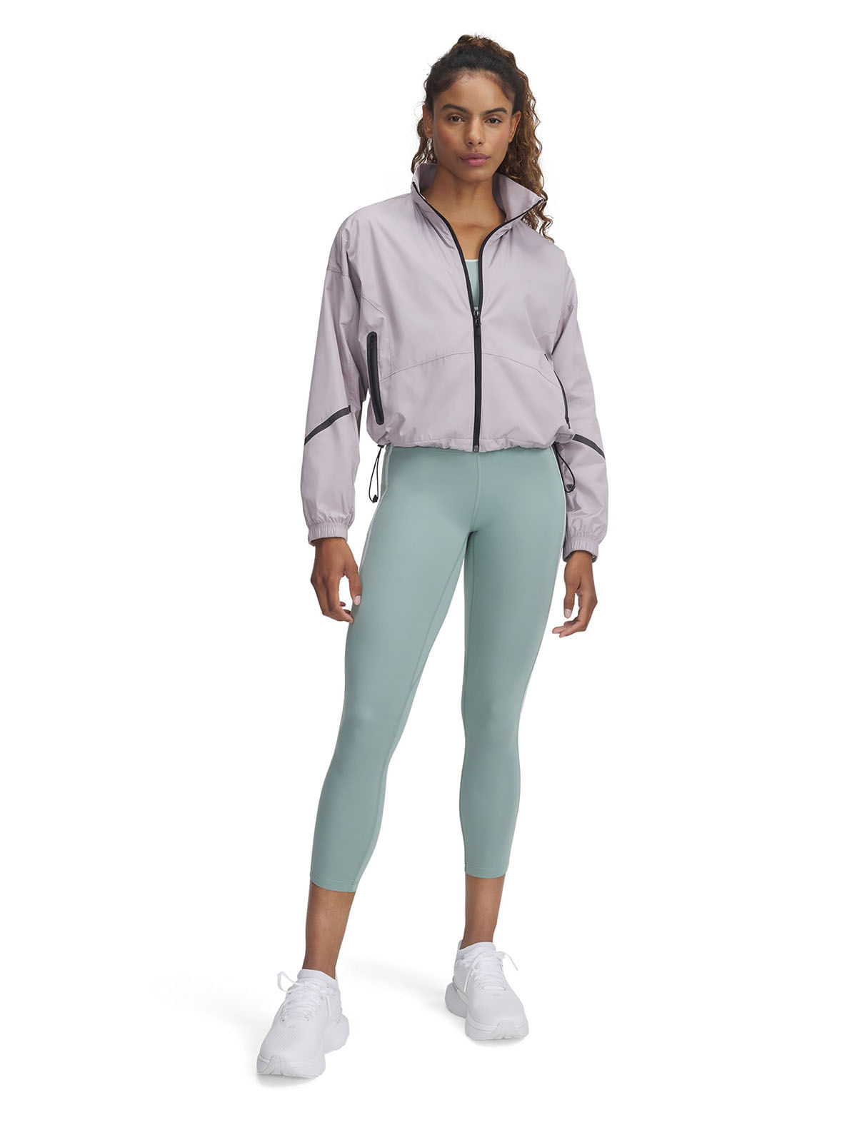 Chaqueta UA Unstoppable Woven gris para mujer