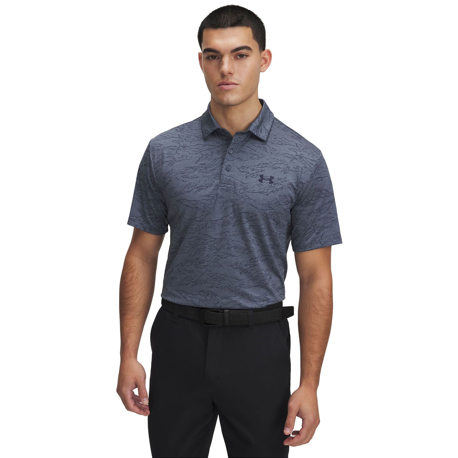 Polera manga corta UA Playoff Jacquard gris para hombre