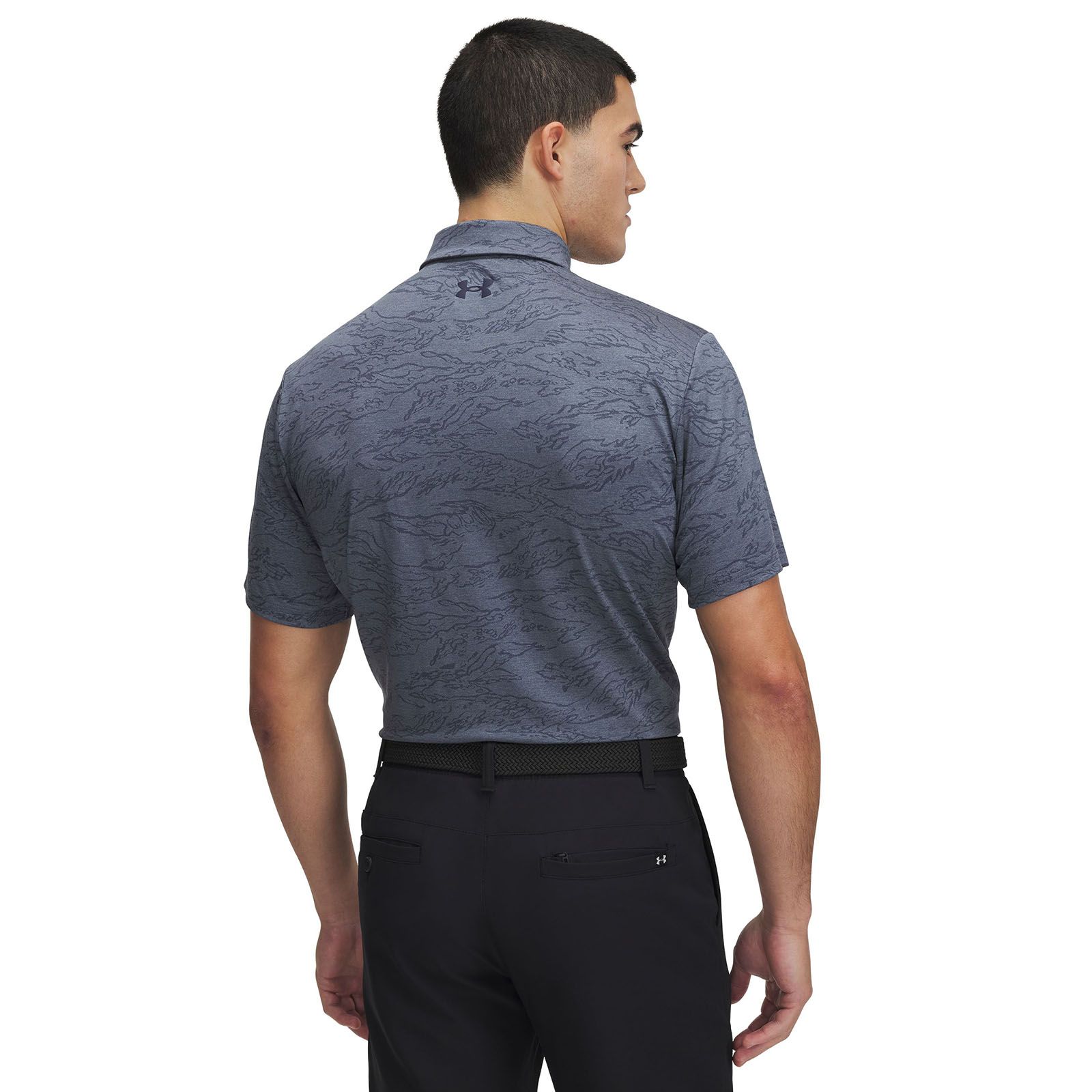 Polera manga corta UA Playoff Jacquard gris para hombre