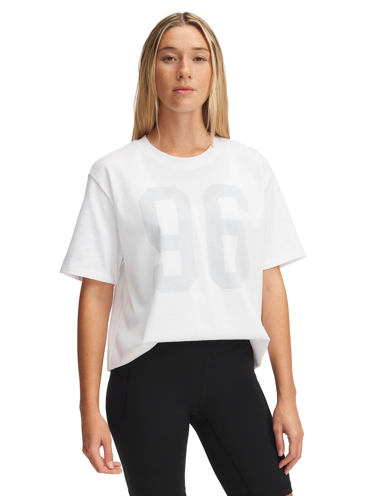 Polera manga corta UA Oversized 96 blanco para mujer