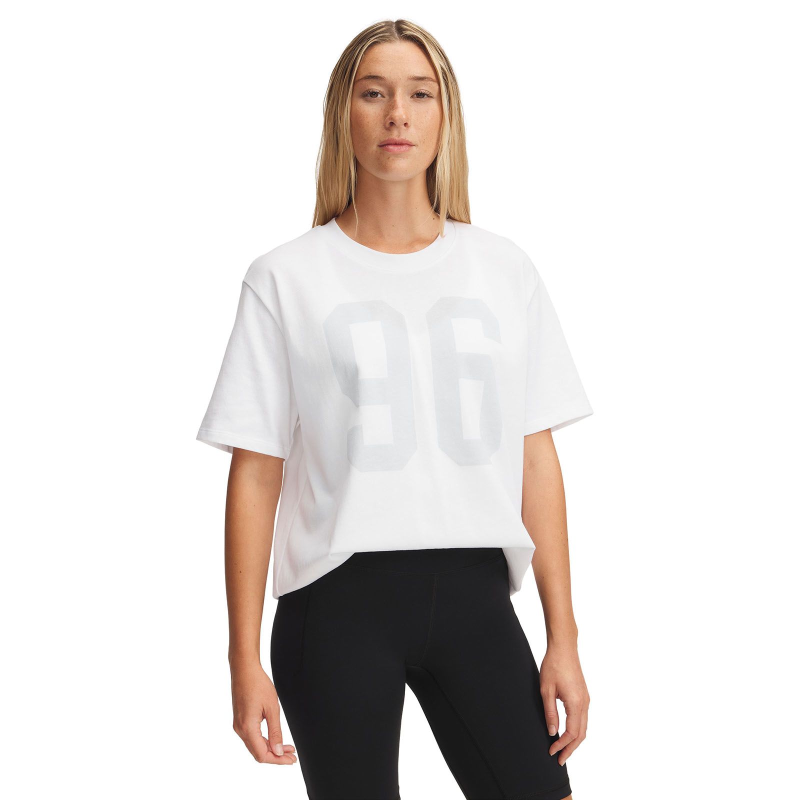 Polera manga corta UA Oversized 96 blanco para mujer