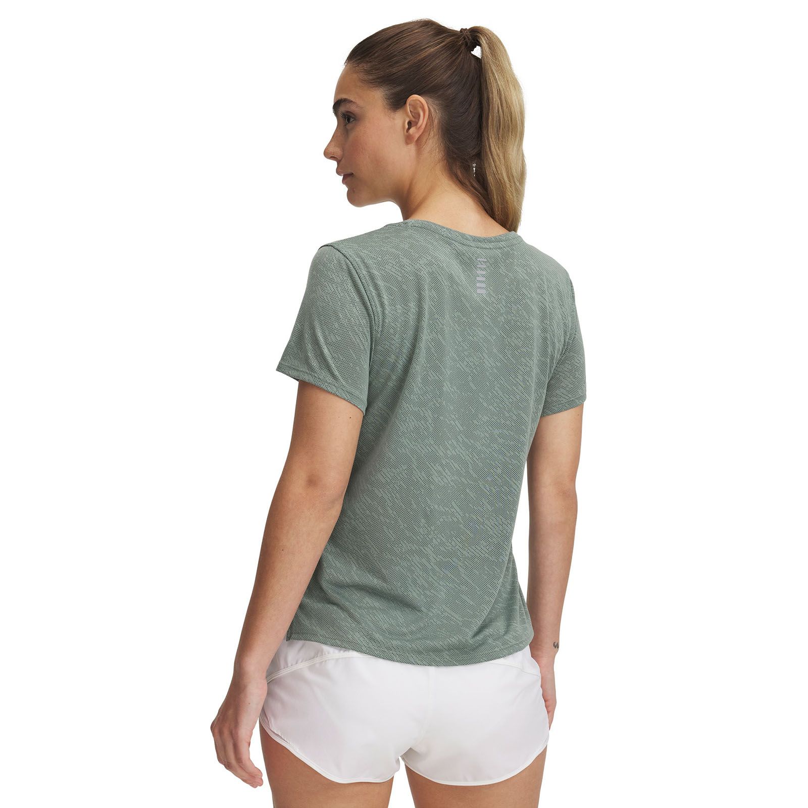 Polera manga corta UA Launch Camo verde para mujer