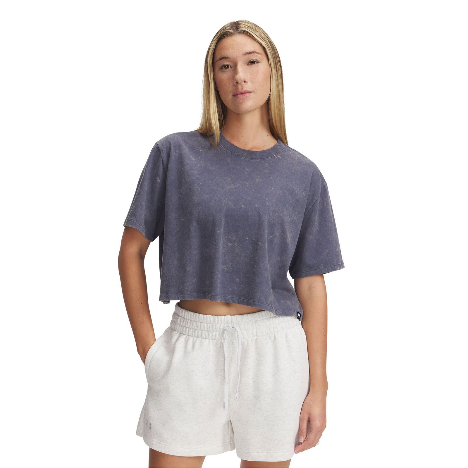 Polera manga corta UA Rival Wash gris para mujer