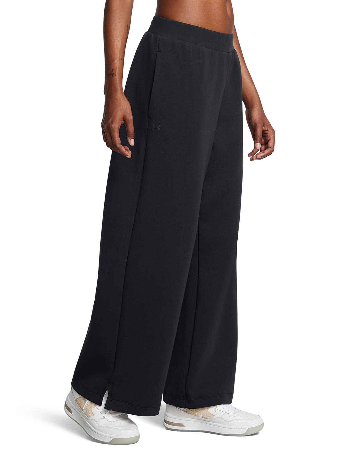 Pantalón UA Unstoppable Fleece Wide Leg negro para mujer