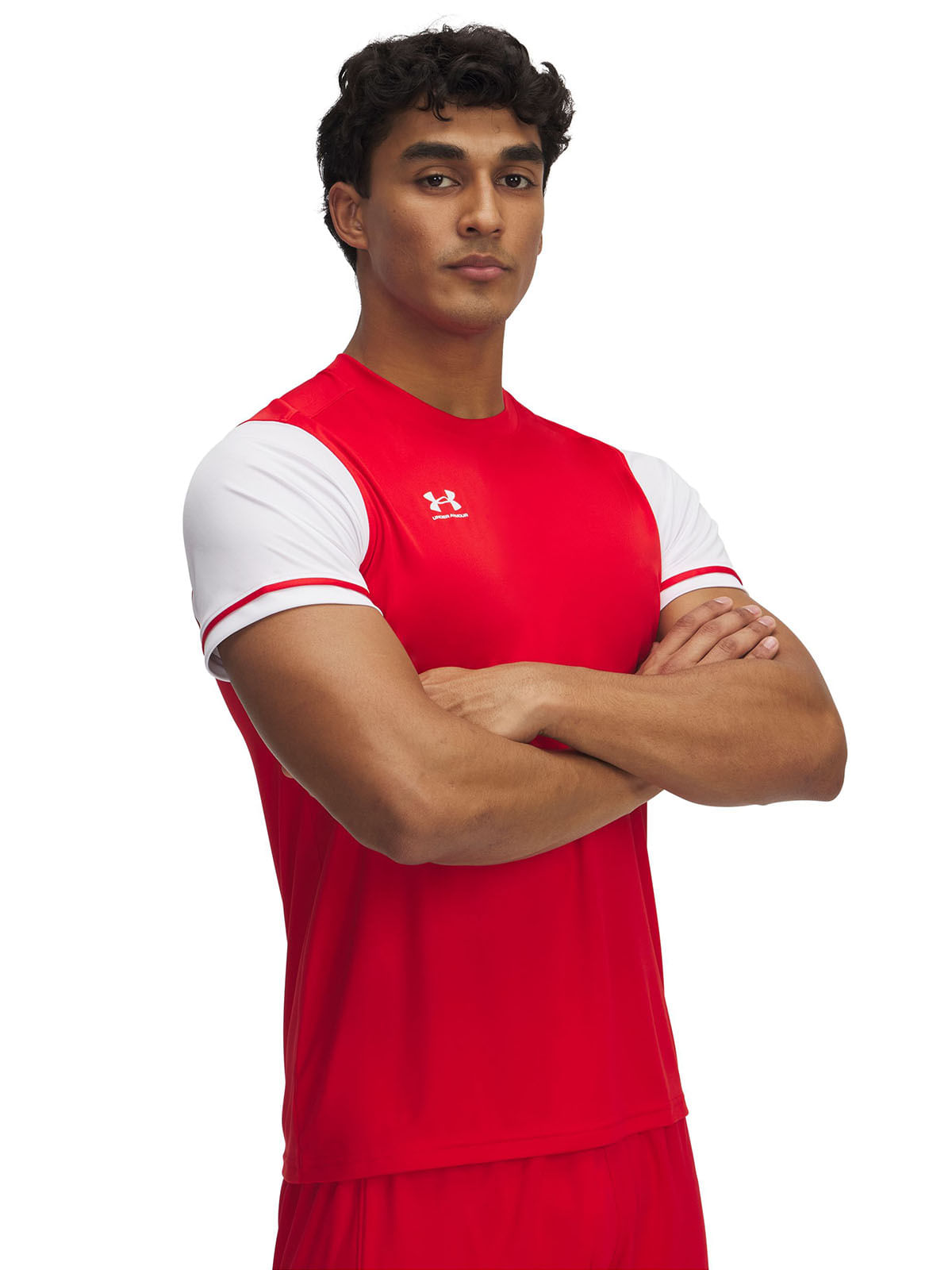 Polera manga corta UA Challenger rojo para hombre