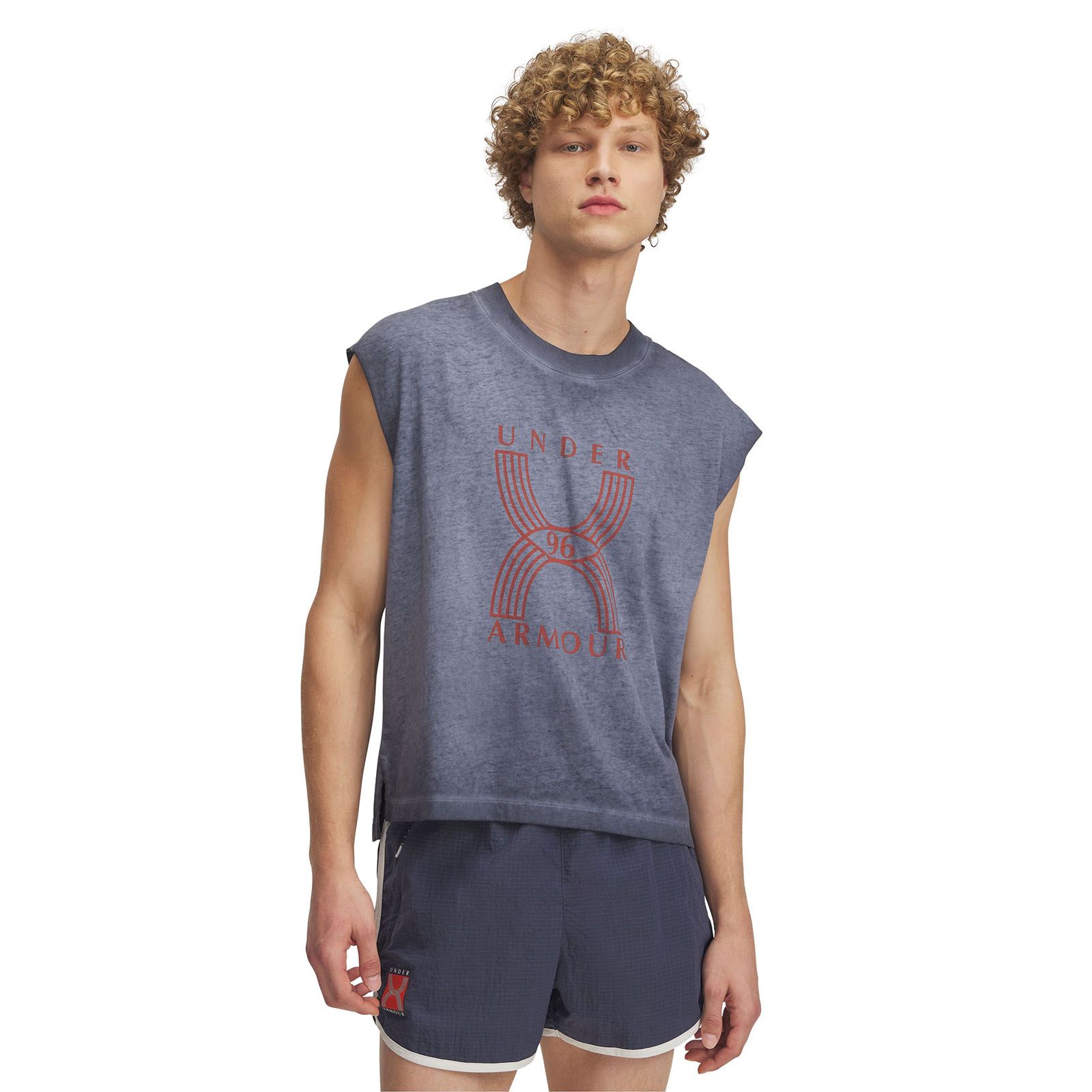 Polera sin mangas UA Run 96 gris para hombre