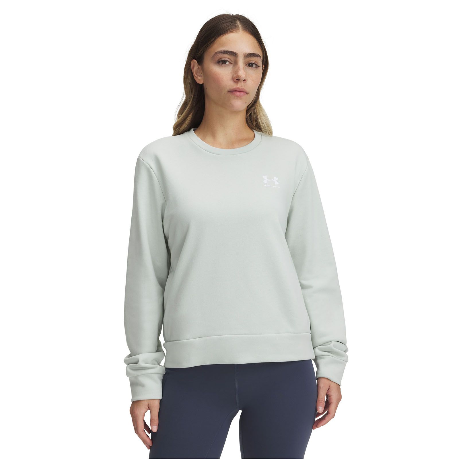 Polerón UA Rival Terry Crew verde para mujer