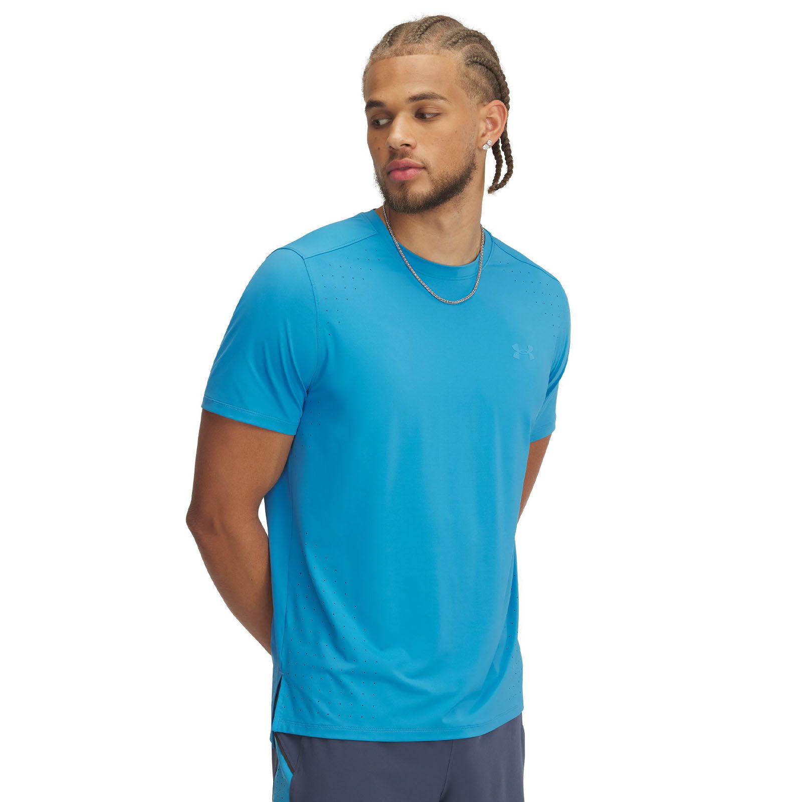 Polera manga corta UA Launch Elite azul para hombre