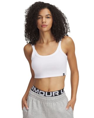 Polera sin mangas UA Rival Rib blanco para mujer