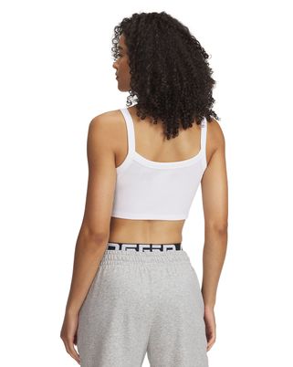 Polera sin mangas UA Rival Rib blanco para mujer