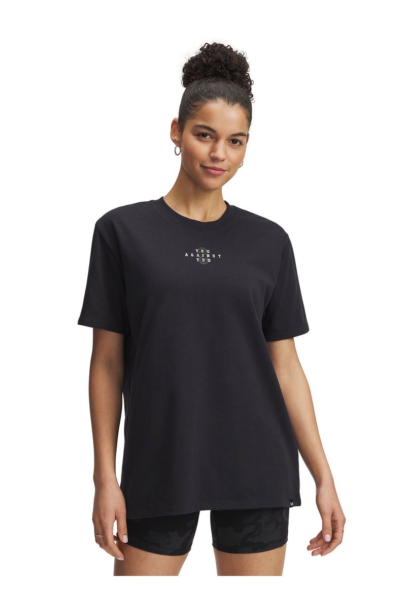 Polera-manga-corta-Project-Rock-campus-negro-para-mujer