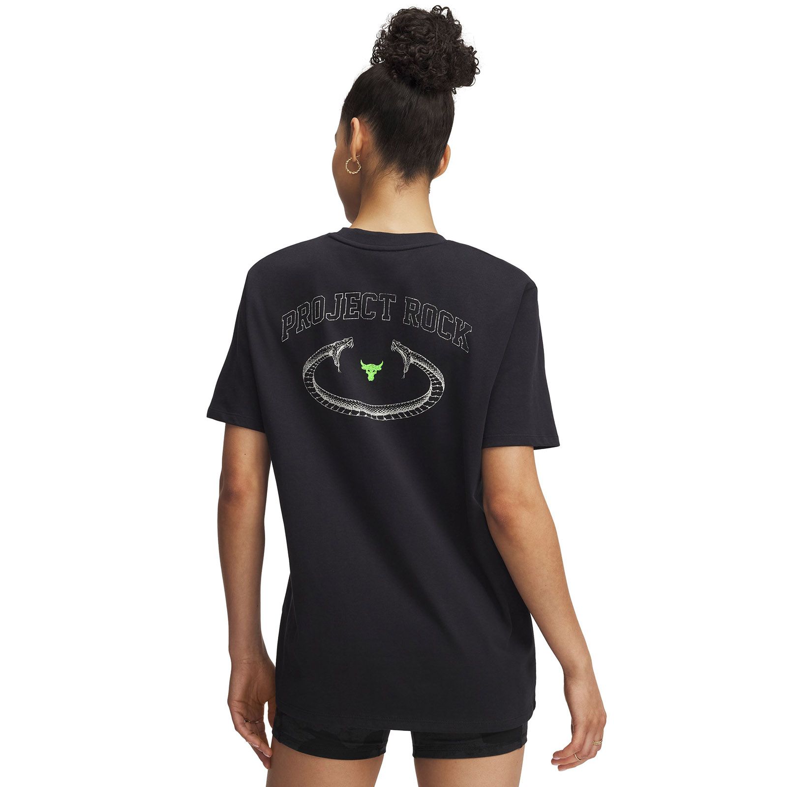 Polera manga corta Project Rock campus negro para mujer Under Armour