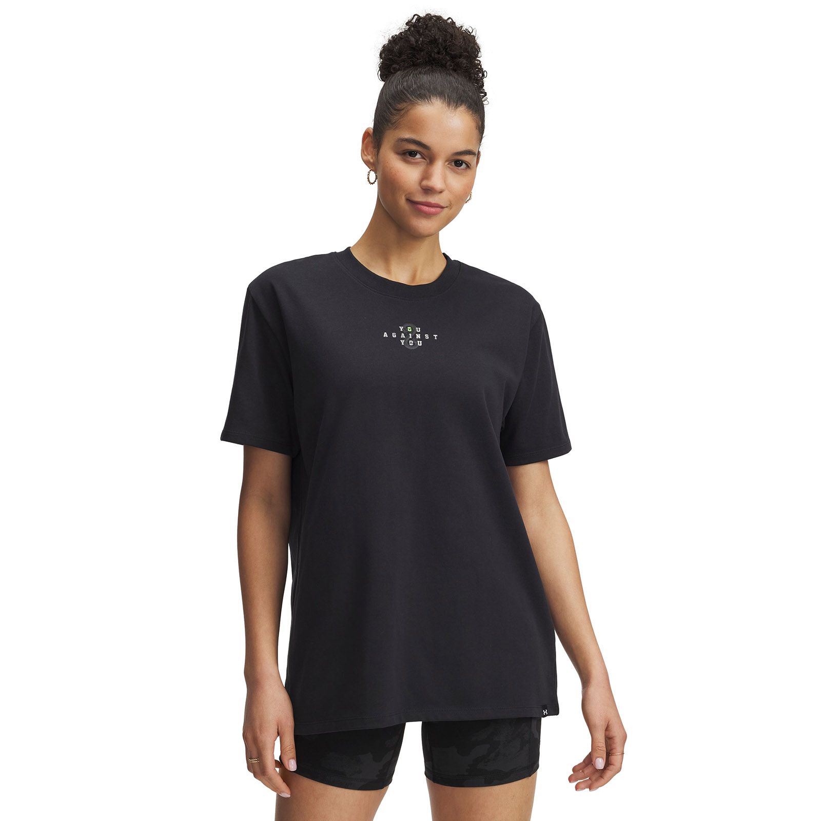 Polera manga corta Project Rock campus negro para mujer Under Armour
