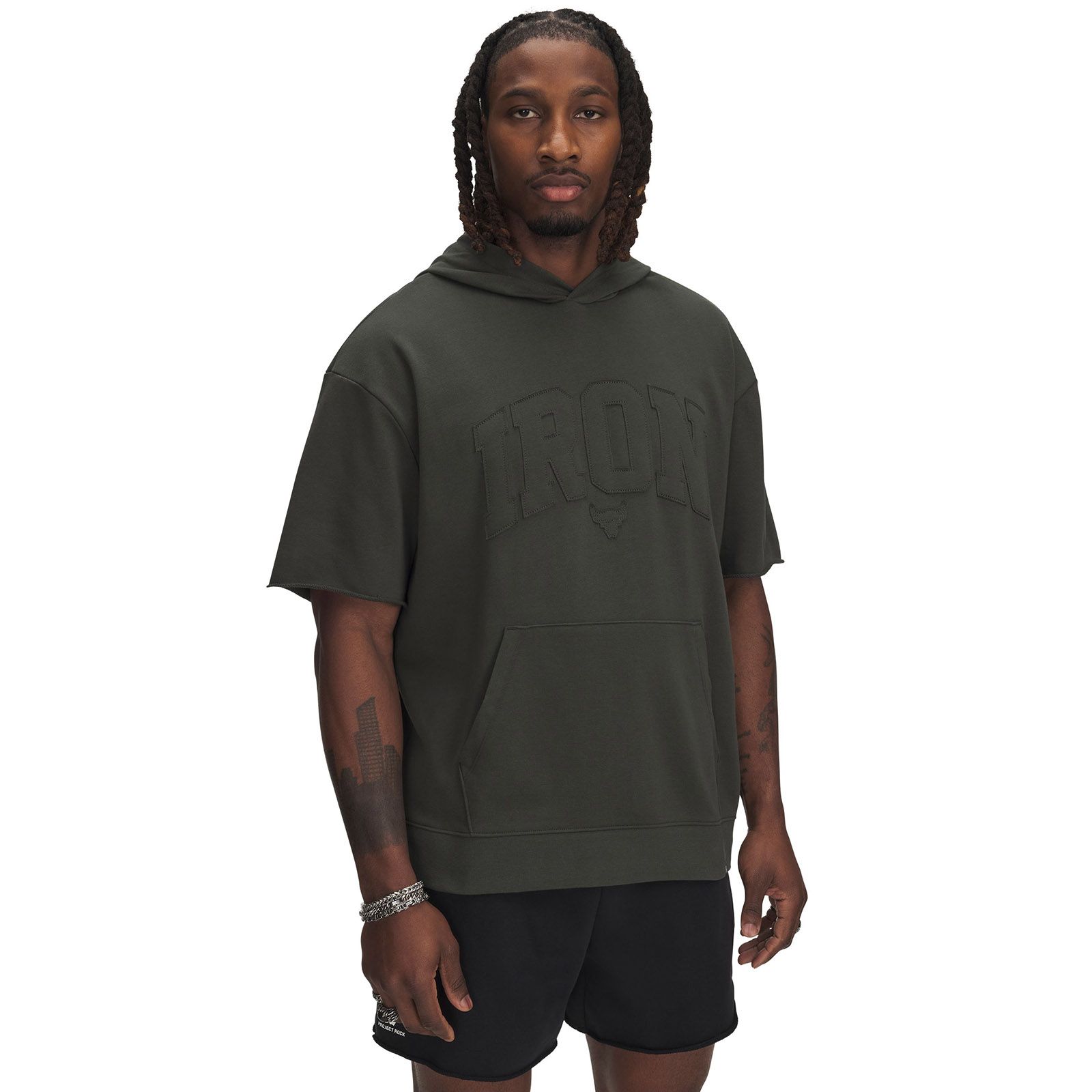 Polerón Project Rock terry manga corta verde para hombre Under Armour