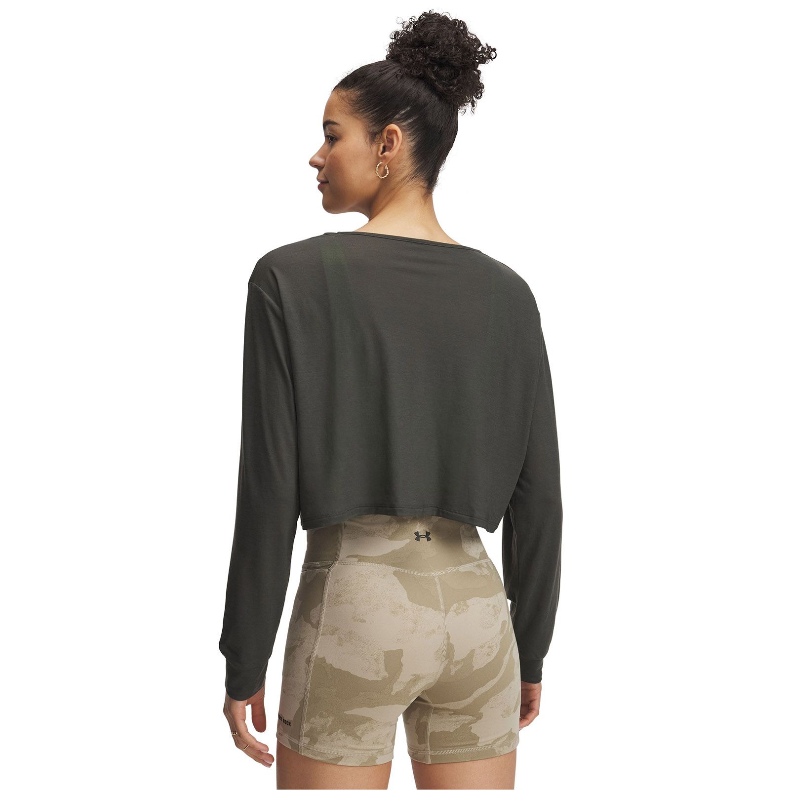 Polera manga larga Project Rock verde para mujer Under Armour