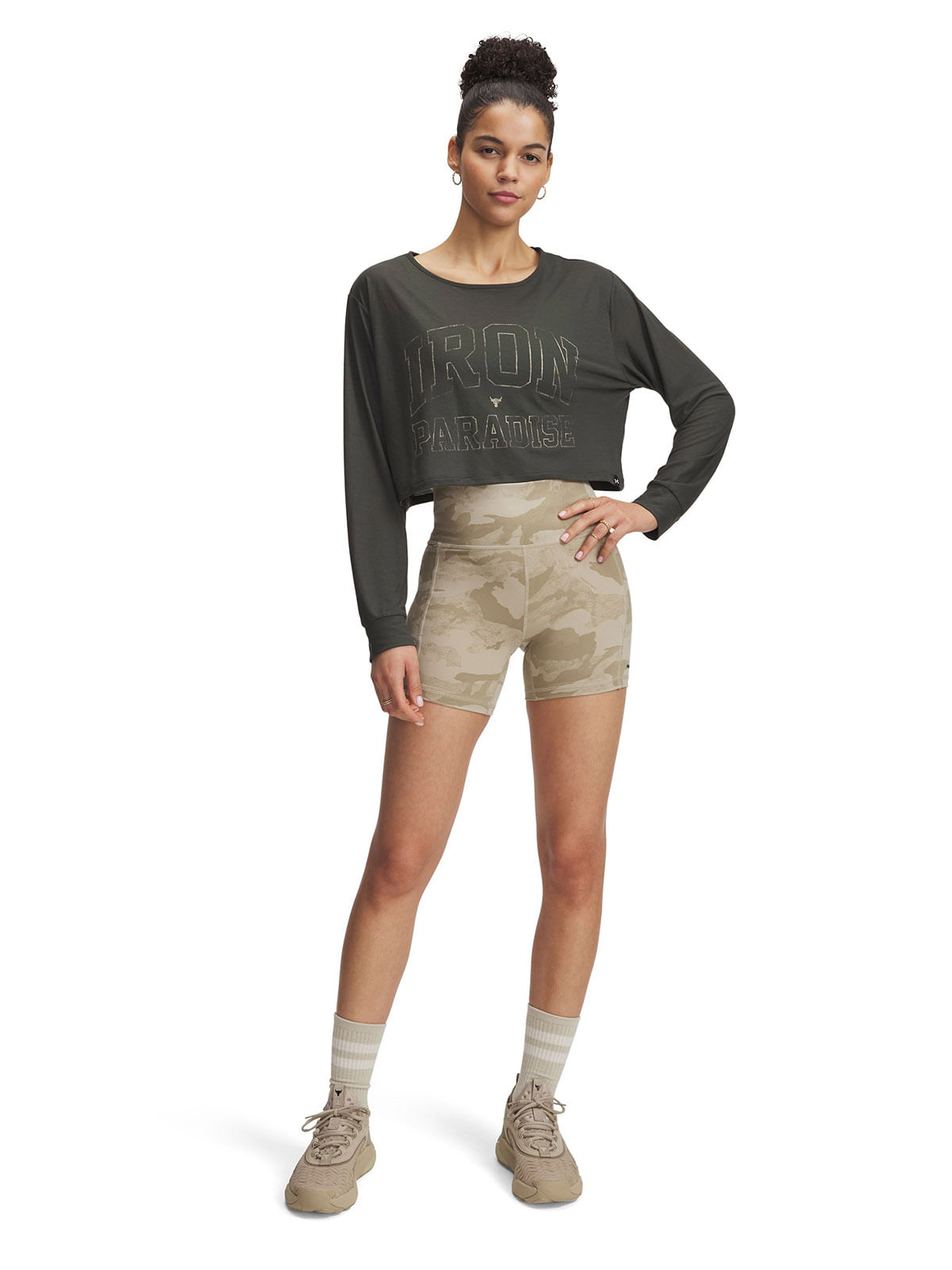 Polera manga larga Project Rock verde para mujer