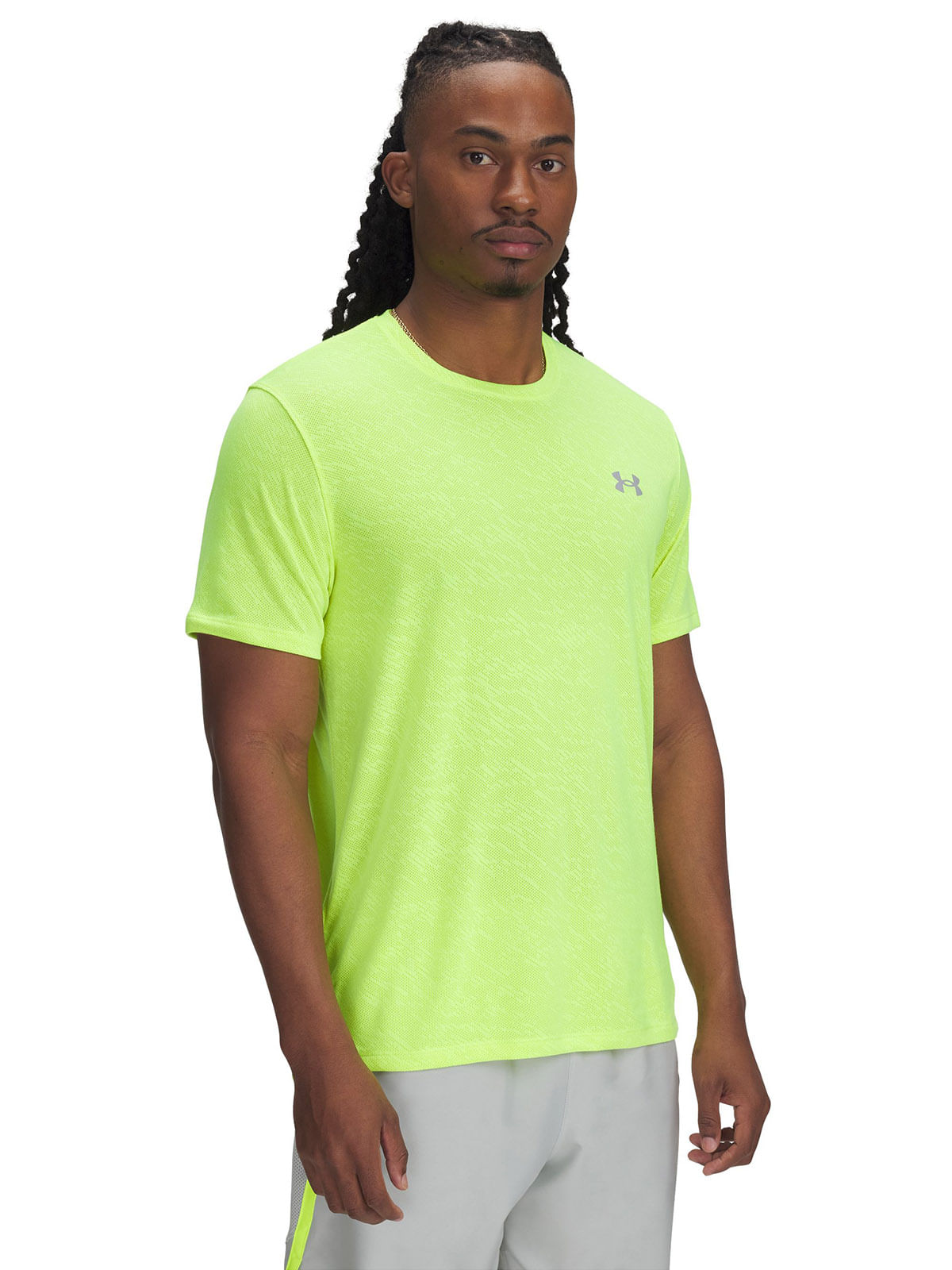 Polera manga corta UA launch camo amarillo para hombre