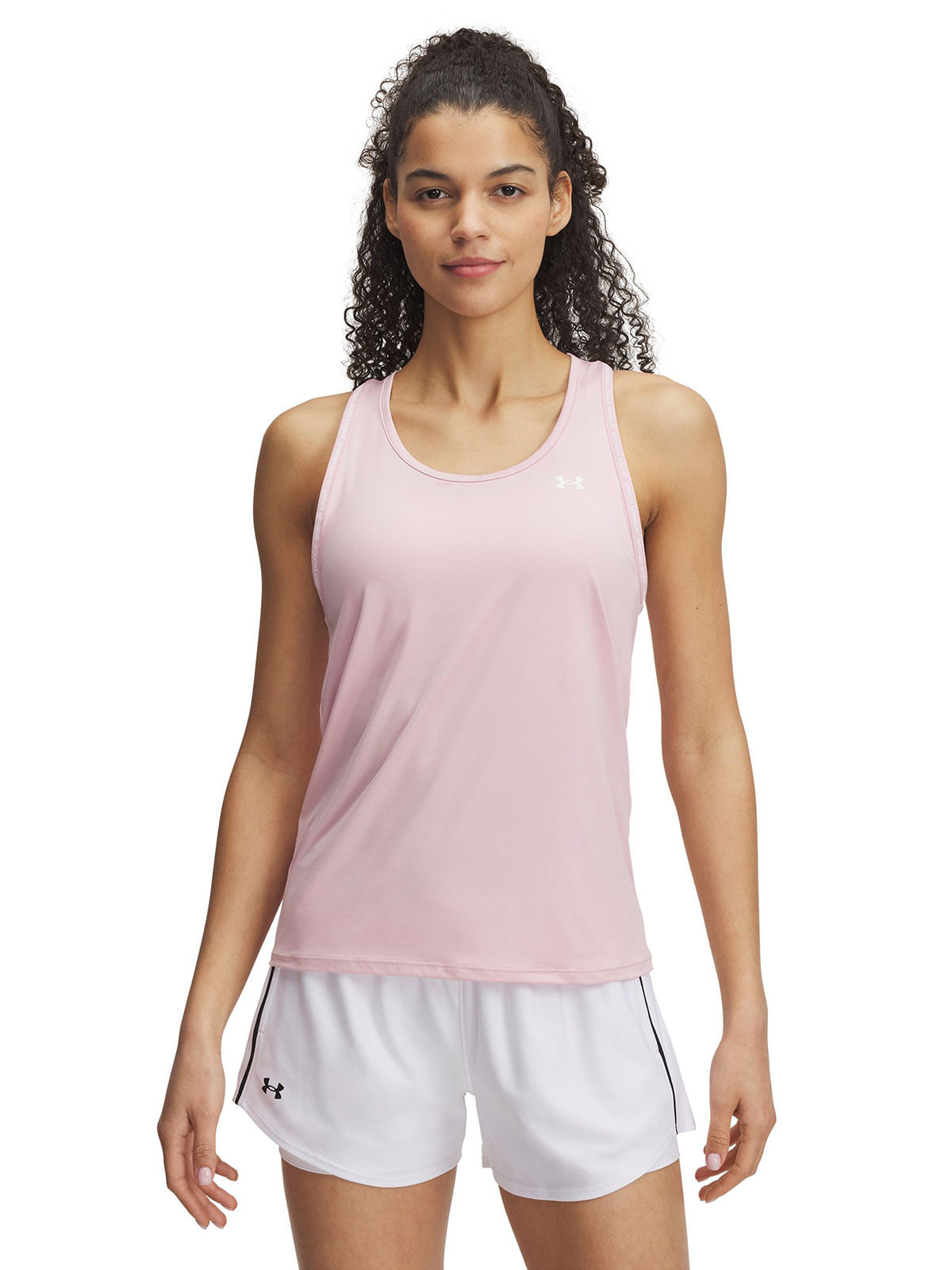 Polera sin mangas UA tech knockout rosado para mujer