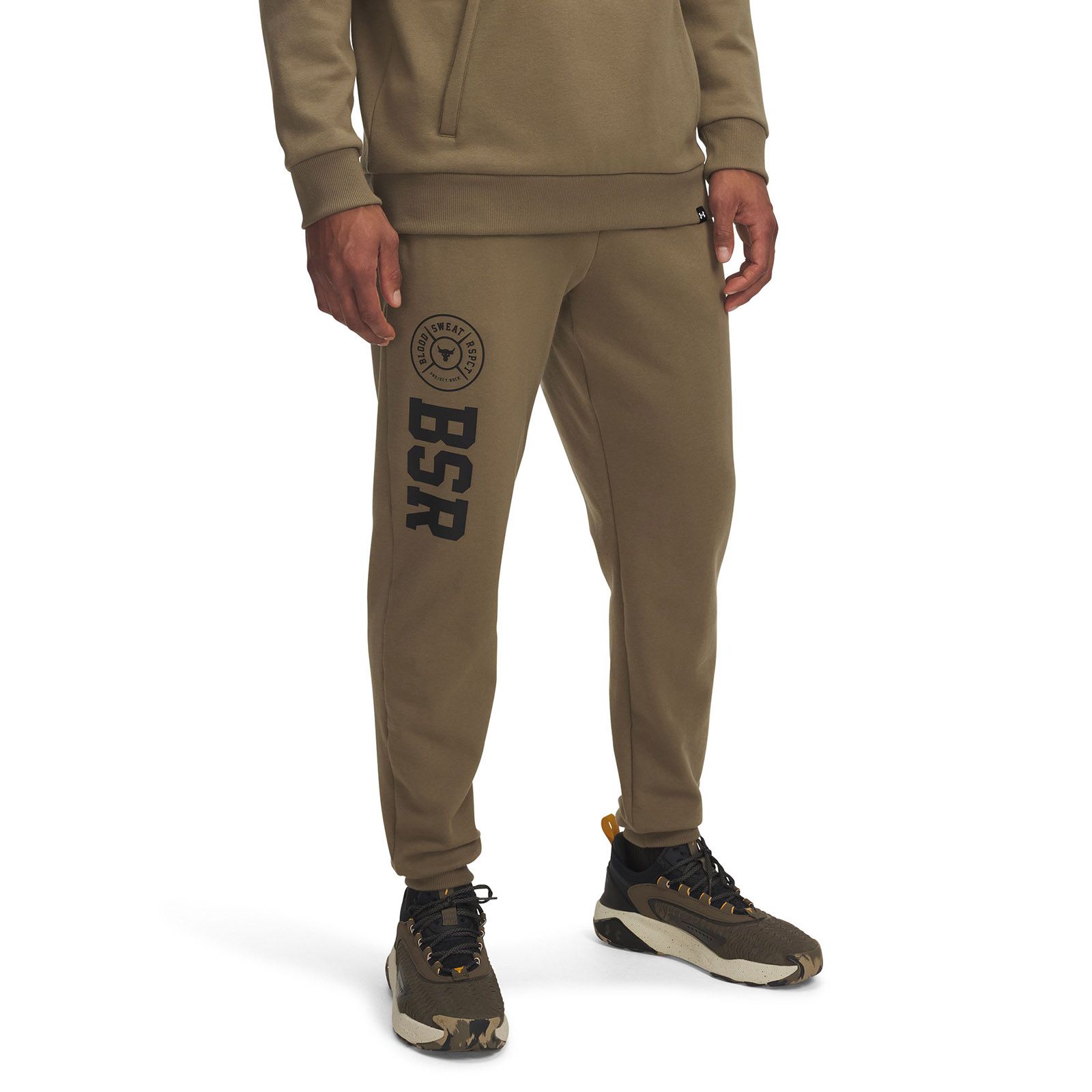 Jogger Project Rock Rival fleece café para hombre Under Armour
