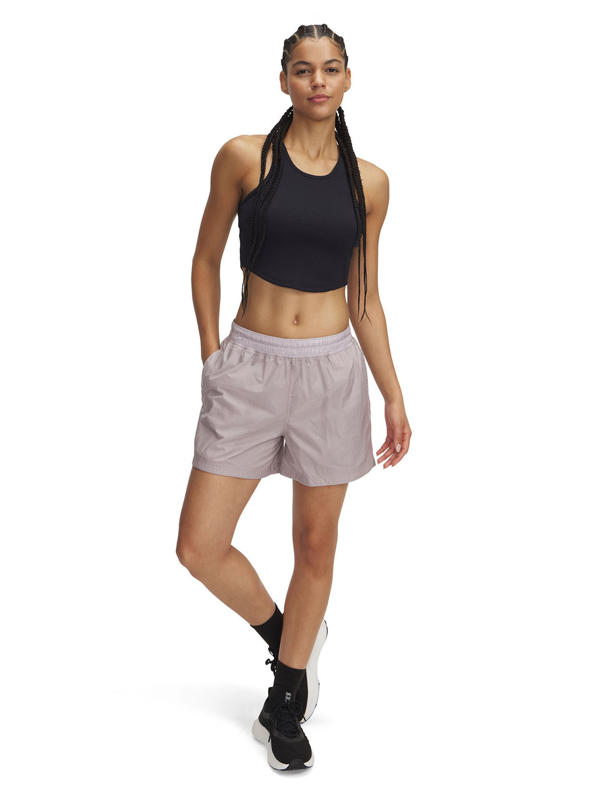 Shorts UA Rival Woven gris para mujer