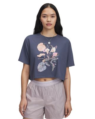 Polera manga corta mujer Under Armour floral gris para mujer