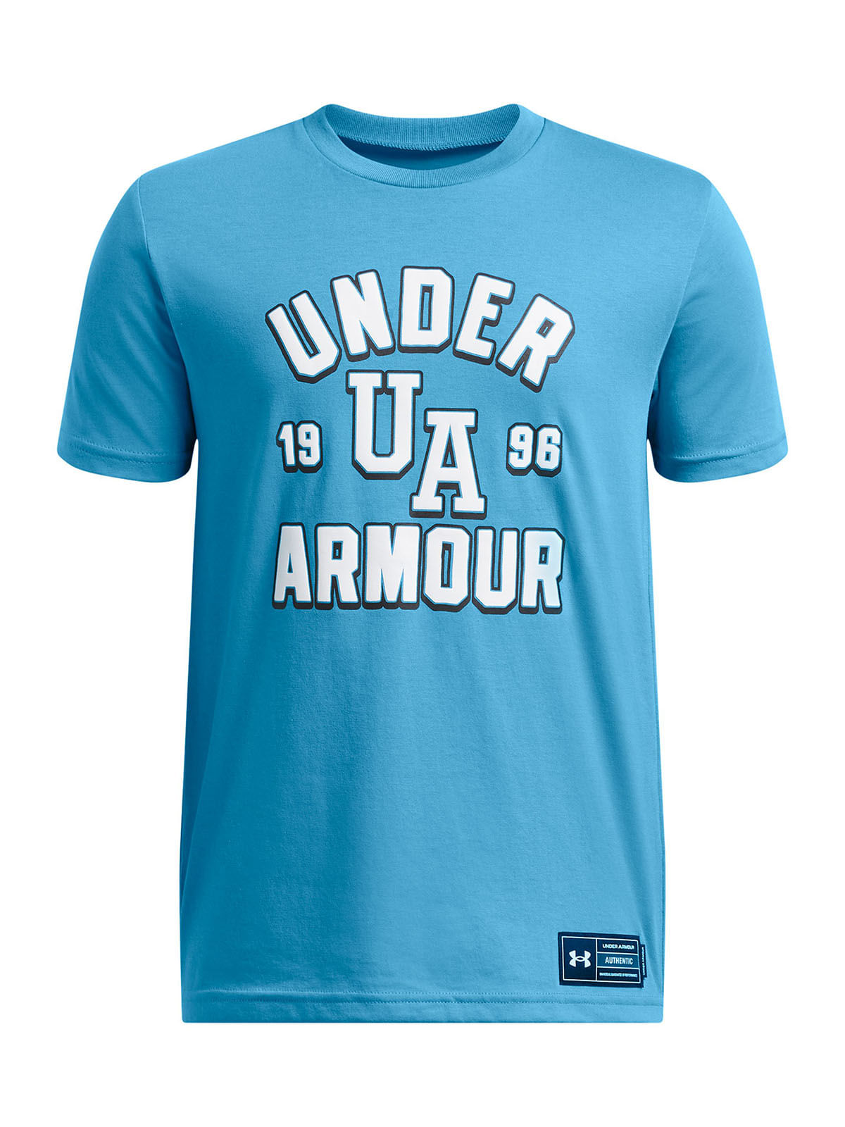 Polera manga corta UA varsity azul para niño