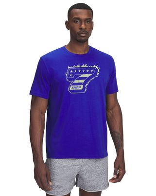 Polera manga corta Project Rock iron 7 azul para hombre Under Armour