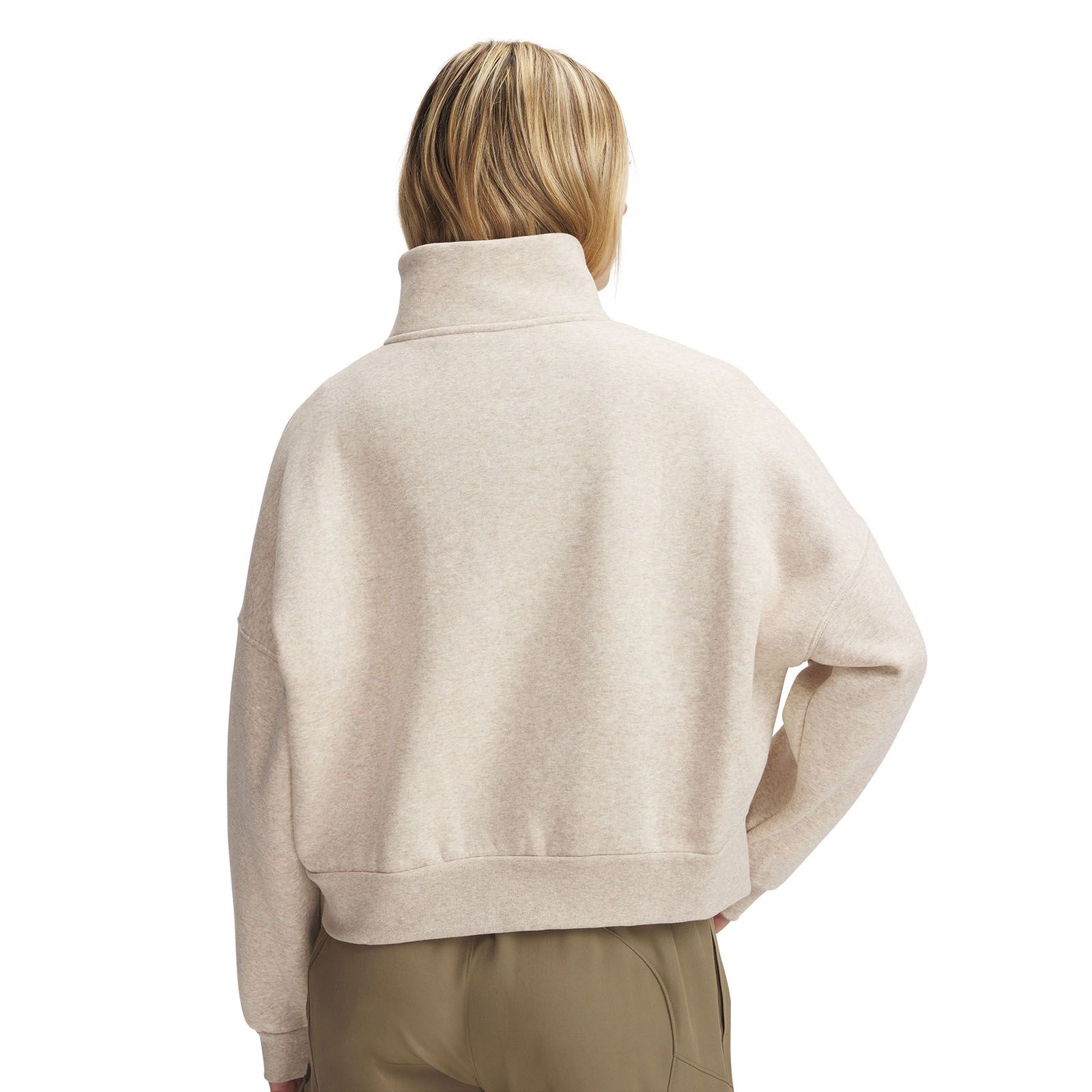 Polerón Under Armour Icon fleece oversized ½ cierre café para mujer